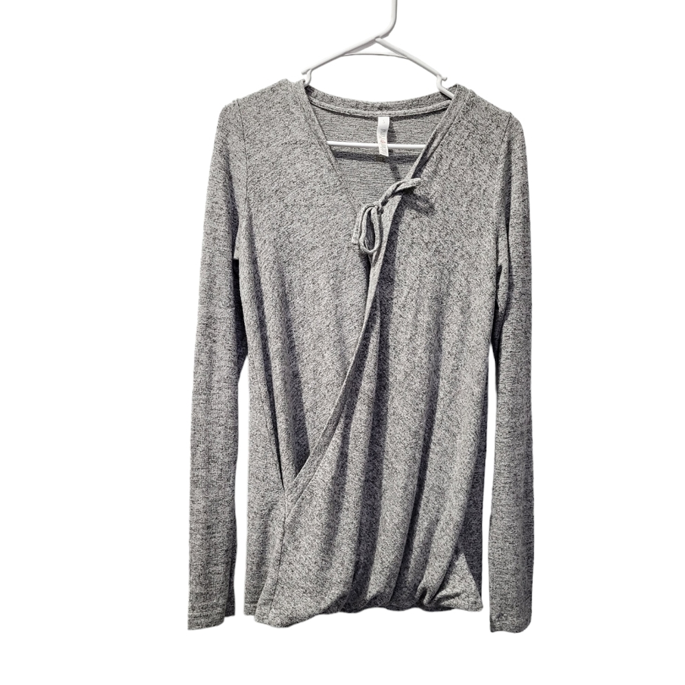 Latched Mama Nursing Sweater Women S Tie Front Pullover Maternity Heather Gray